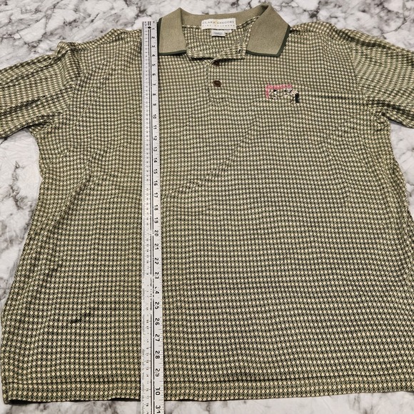 Clark & Gregory Golfwear Green And Tan Plaid Pattern AOP Polo XL Jamaica‎ ACI - Picture 8 of 10